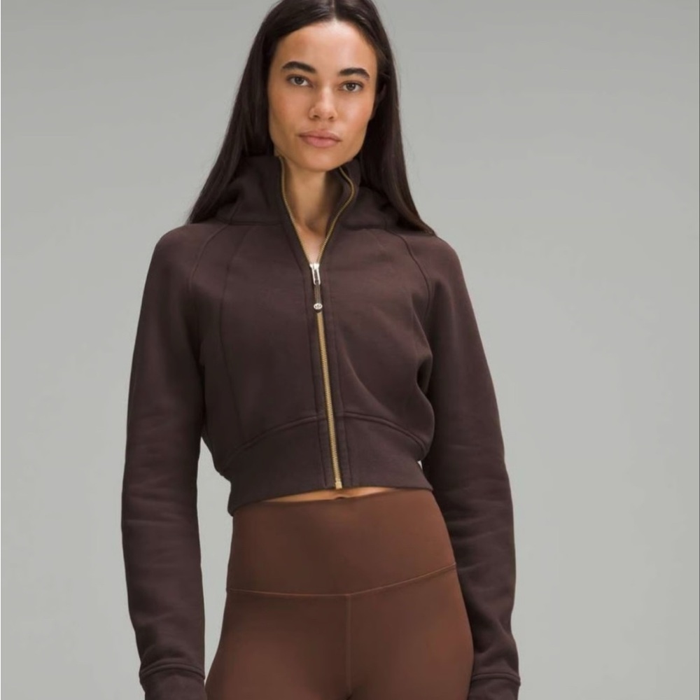 lululemon athletica Brown Cropped Scuba Hoodie